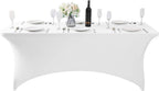 Spandex Table Cover for 6Ft or 4fT or 8ft Table Universal Fitted Stretch Tablecloth for Party, Banquet, Wedding and Events-White