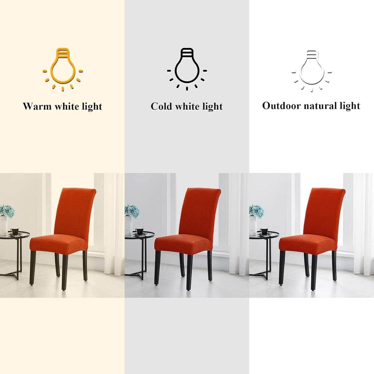 Joccun Chair Covers for Dining Room Set of 8, Dining Chair Slipcovers Stretch Dining Room Chair Covers Seat Protector,Washable Parsons Chair Cover for Home,Hotel,Banquet(Pureed Pumpkin,8 Pack)