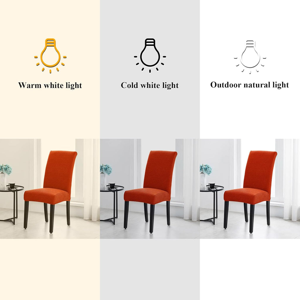 Joccun Chair Covers for Dining Room Set of 2, Dining Chair Slipcovers Stretch Dining Room Chair Covers Seat Protector, Parsons Chair Cover for Home,Hotel,Banquet(Pureed Pumpkin,2 Pack)