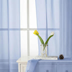 Denim Blue Sheer Curtains 54 Inch Length 2 Panels, Voile Light Filtering - Image 2
