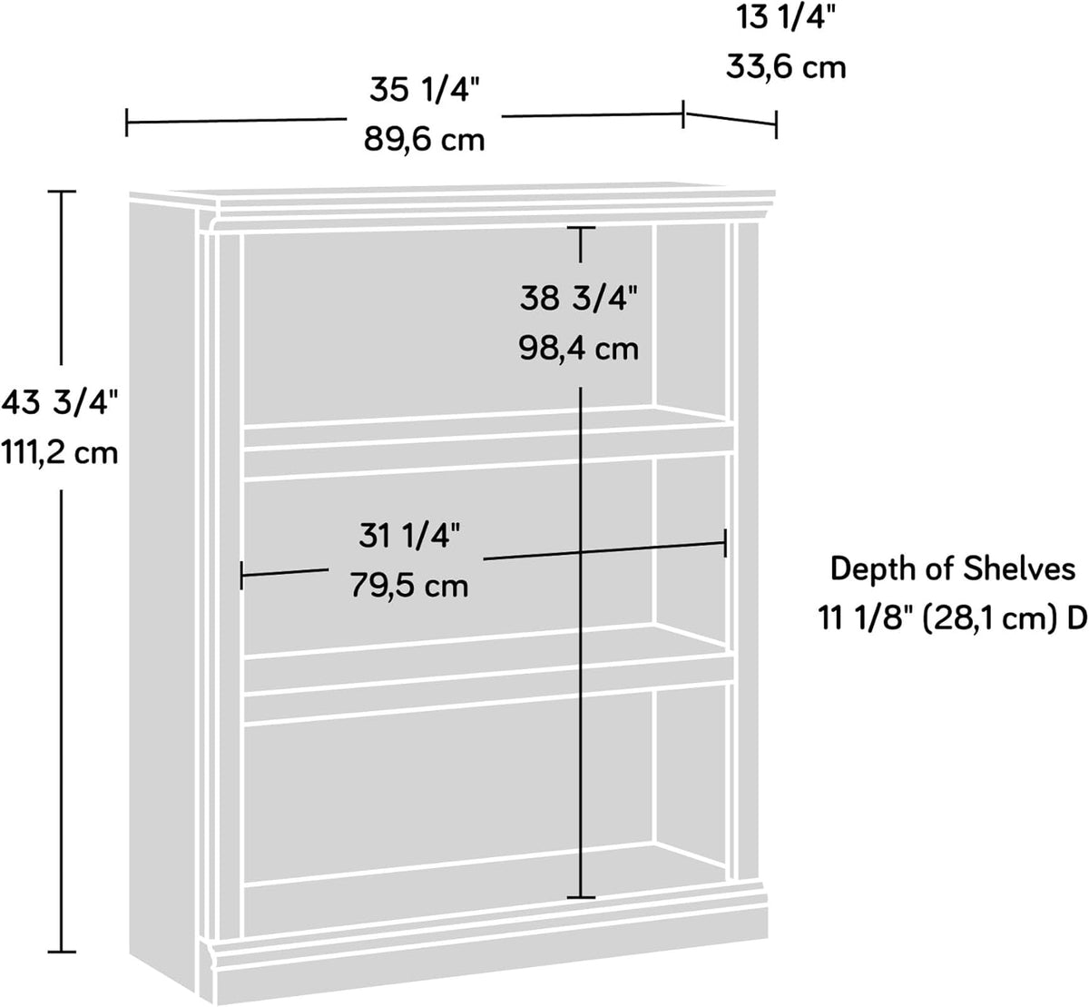 Sauder 3 Tier Book Shelf Wooden Bookcase Multipurpose Bookshelf for Home Office, Living Room, in Glacier Oak