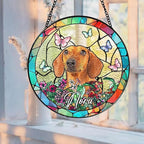 Personalized Stained Glass Window Hanging with Pet Name, Custom Memorial Gift for Dog Lovers, Unique Keepsake Decoration, Thoughtful Gift for Dog Mom
