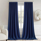MIULEE Navy Blue Back Tab Blackout Curtains 52x108 Inch Long 2 Panels Set | Rod - Image 9