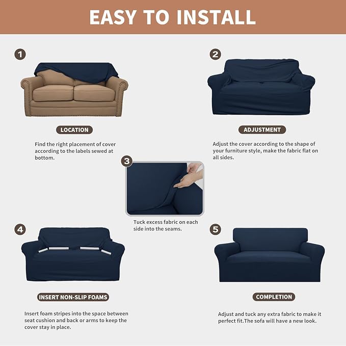 Easy-Going 100% Waterproof Loveseat Couch Cover Stretch Jacquard Sofa Cover | - Image 5