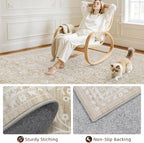 Area Rugs 9x12 Living Room: Bedroom Washable Carpet Natural Beige | Large - Image 4