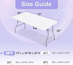 ABCCANOPY 6 FT White Spandex Table Cover Stretch Fitted Wrinkle Resistant Tablecloth Reuse for Rectangular Folding Table Patry Event Wedding Banquet Protector