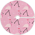 Christmas Pink Flamingo Tree Skirt, Seasonal Tree Mat Holiday Party Supplies Ornaments Indoor Outdoor Decorations for Tabletop Trees 35.4 Inches