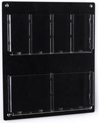Displays2go Acrylic Wall Mounted Magazine Rack, 4-8 Adjustable Pockets, 2-Tiered - Black (2RP4BLK)