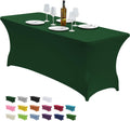 CWK 8FT Waterproof Stretch Spandex Table Cover for Rectangular Tables - Elastic Fitted Tablecloth for Folding Tables,Wrinkle Resistant Table Cloth for Parties,Weddings,Banquets&Events(Blackish Green)