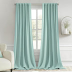 MIULEE Aqua Back Tab Blackout Curtains 52x120 Inch Long 2 Panels Set | Rod by MIULEE