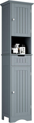 ChooChoo 67" Tall Bathroom Storage Cabinet Freestanding with Adjustable Shelves, Narrow Storage Linen Cabinet with 2 Doors and 1 Drawers for Bathroom, Living Room, Kitchen, Grey