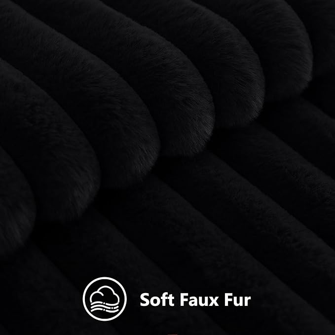 decorUhome Fall Faux Fur Throw Pillow Covers 18x18 Set of 2 Black | Decorative - Image 2