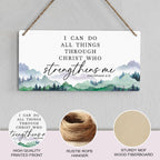 SENJIAN Christian Decor Bible Verse Wall Decor, I Can Do All Things Through Christ, Modern Farmhouse Sign Scripture Printed Wood Sign Wall Art Religious Decoration for Home Office Bathroom Bedroom
