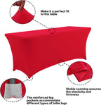 IVAPUPU 2 Pack 6FT Table Cloth for Rectangular Fitted Events Stretch Red Table Covers Washable Spandex Tablecloth Protector for Party, Wedding, Cocktail, Banquet, Festival