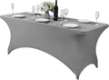 Spandex Table Cover for 6Ft or 4fT or 8ft Table Universal Fitted Stretch Tablecloth for Party, Banquet, Wedding and Events-Gray