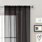 SpaceDresser Black Sheer Curtains 4 Panels Rod Pocket Semi-Sheer Curtain 72 - Image 4