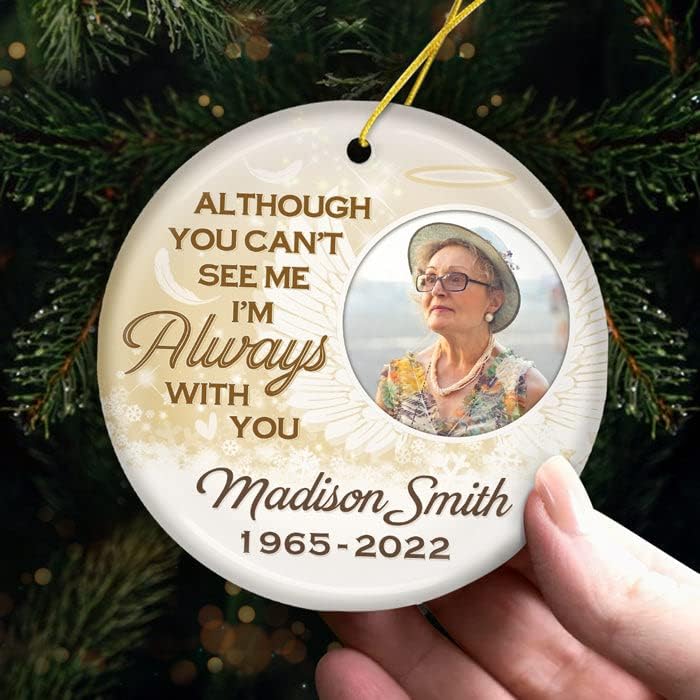 Pawfect House You Can't See Me Now, But I'll Always Be There for You, Photo Ceramic Ornaments, Personalized Christmas Memorial Sympathy Gifts for Loss of Dad, Mom, in Memory of Loved One Gifts