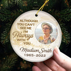 Pawfect House You Can't See Me Now, But I'll Always Be There for You, Photo Ceramic Ornaments, Personalized Christmas Memorial Sympathy Gifts for Loss of Dad, Mom, in Memory of Loved One Gifts