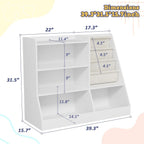 39" Large Kids Wooden Bookshelf and Toy Storage Organizer, Baby Bookcase with Sling Book Rack, Children Toddler Wooden Book Shelf for Kids Rooms, Playroom, Classroom, Nursery, School (White)