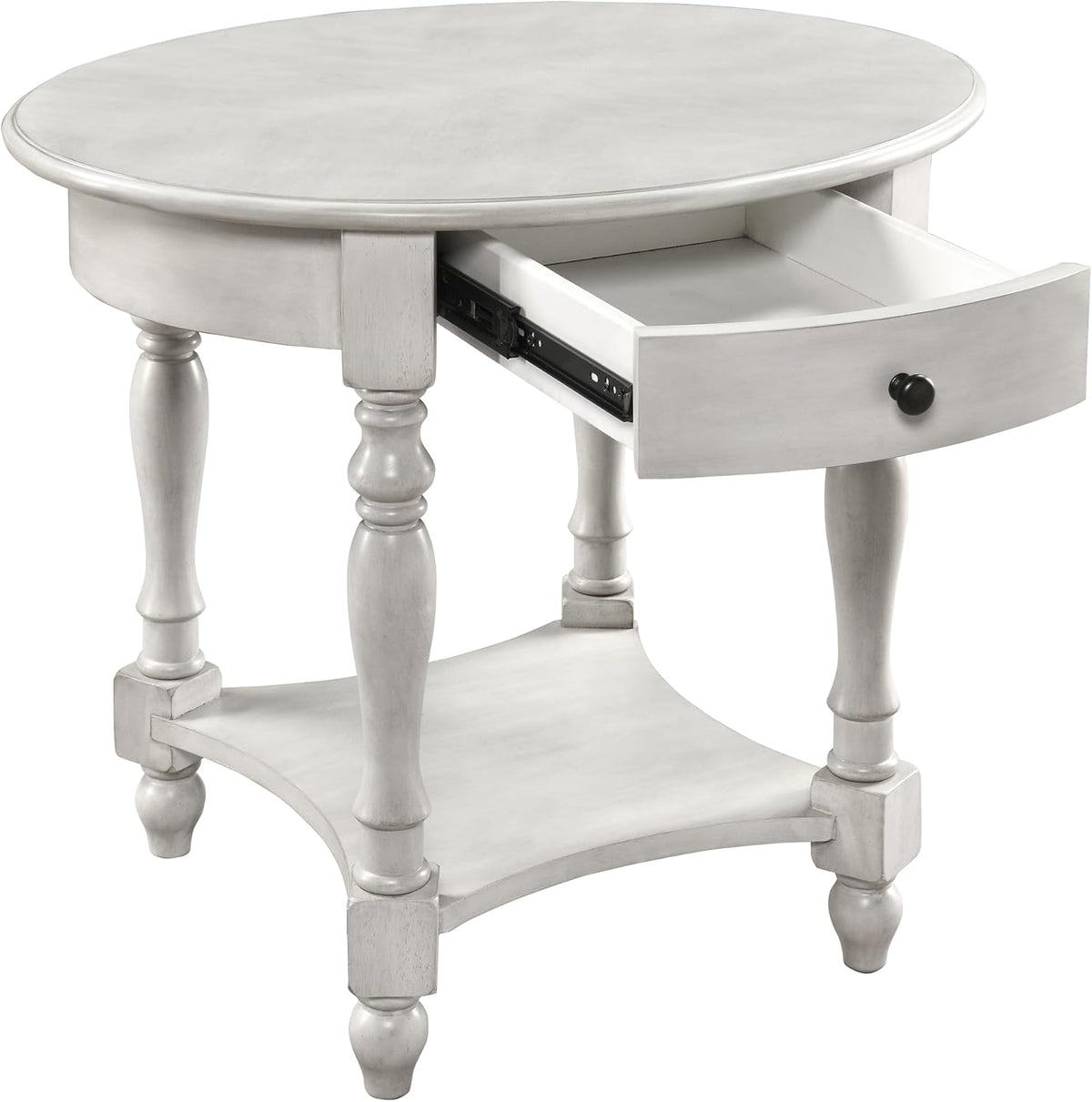 MODERION Oval End Table with Drawer, Solid Wood Sofa Side Storage Shelf, Traditional Living Room Corner Table, Nightstand, Easy Assembly 28INCH x 22INCH 24INCH Antique Walnut CJZ2233RW White