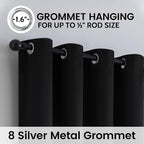 SimpleHome Black 100% Blackout Curtains Room Darkening Living Room 72 Inch | - Image 6