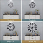 LEIKE 32" Large Modern Wall Clocks,Vintage,Round,Nearly Silent,Little Ticking,Battery Operated,Silver Metal Roman Numerals Clock for Living Room/Bedroom/Kitchen Wall Decor