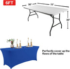 IVAPUPU 6FT Table Cloth for Rectangular Fitted Events Stretch Royal Blue Table Covers Washable Cover Spandex Tablecloth Protector for Party, Wedding, Cocktail, Banquet, Festival