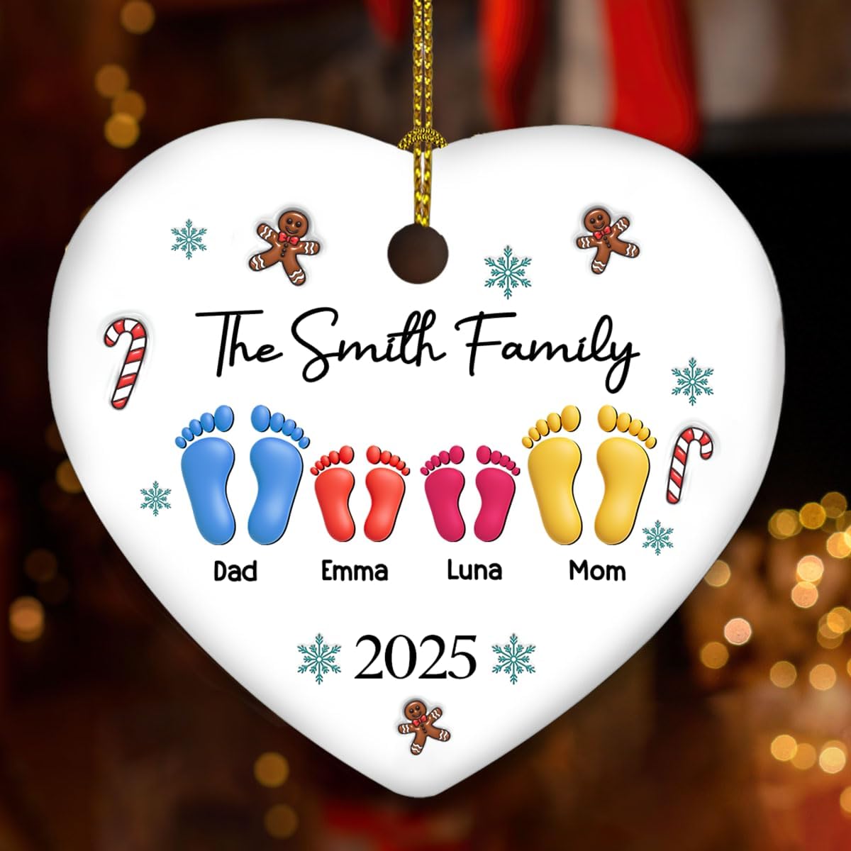 Personalized 3D Effect Ceramic Ornament – Gift for Family Members and Home Decor, Family Together Christmas 2025 Ornament