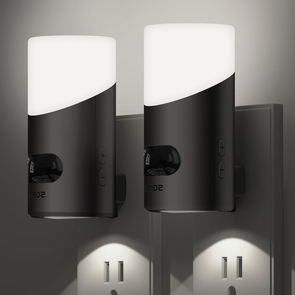 Lyridz Motion Sensor Night Light, LED Night Lights Plug into Wall, 1-150LM Dimmable Night Light Indoor for Hallway, Stairs, Bedroom, Garage, Bathroom, Toilet (Cool White, 2 Pack)