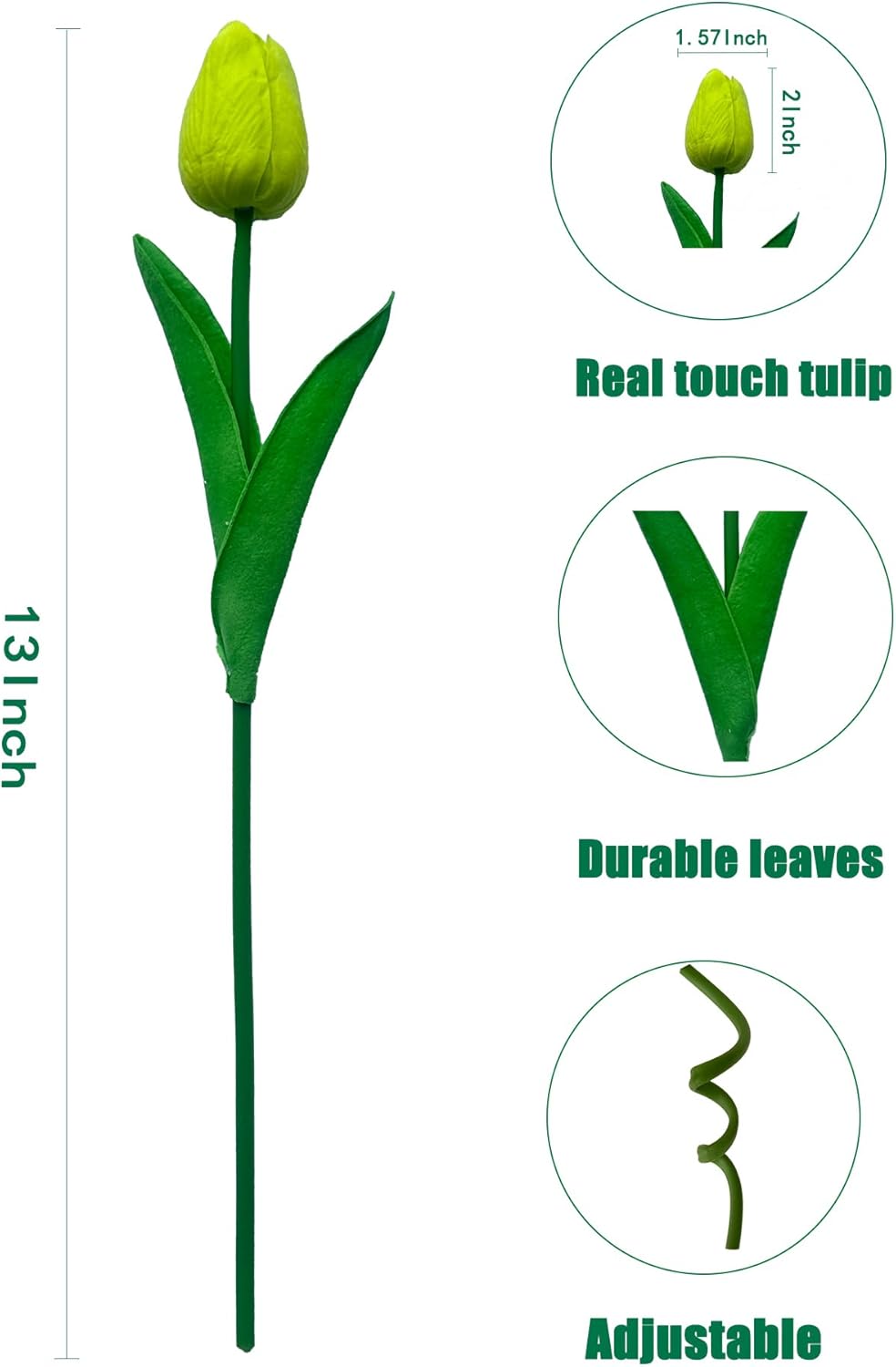 Fake Tulips Flowers 15 Pcs PU Artificial Flower Real Touch Tulip for Home Party Wedding Floral Arrangement Centerpiece Table Party Decoration