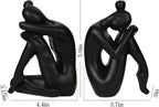 Unique Cast Iron Girl Thinker Bookends, Heavy-Duty Decorative Book Stoppers for Shelves, Creative Home and Office Desk Ornaments, 1 Pair/2 Pieces, 5.9"