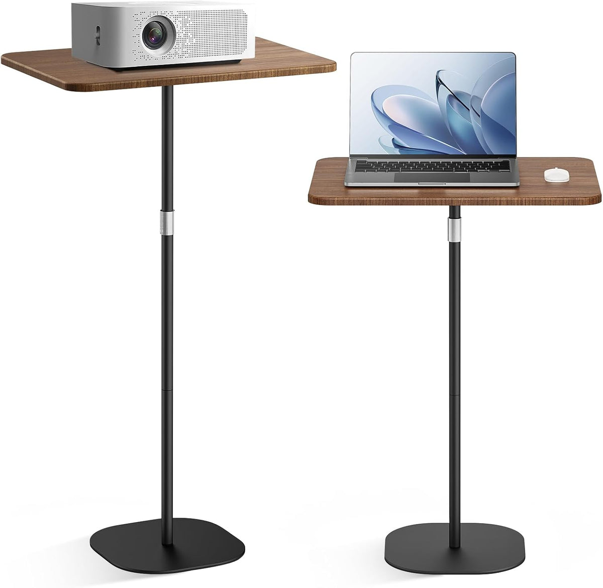 Portable Laptop Floor Stand, Bedside/Sofa Table with Height Adjustable 18''~47'', Stylish Movable Workstation Floor Standing Desk for Office, Meeting Room, Living Room Easy Assembly, Black