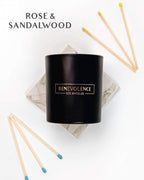 Benevolence LA Rose & Sandalwood Scented Candle | Soy Candles, Black Candle for Home | Gifts for Women and Men | Home Fragrance | Aromatherapy | 8oz, 45 Hour Burn