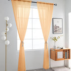 SpaceDresser Beige Sheer Curtains 4 Panels Rod Pocket Semi-Sheer Curtain 108 - Image 3