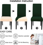 JQinHome Chair Covers for Dining Chairs, High Stretch Removable Washable Chair Protector Cover Set of 4, Chair Slipcovers for Dining Room, Kitchen,Home Party,Wedding Ceremony(Hunter Green, 4PC)