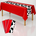 3 Pack 108 x 54 Inch Cow Print Tablecloth Cow Plastic Table Cover Birthday Party Table Cloth Disposable Plastic Farm Animal Party Cover for Disco Cowgirl Decorations Supplies Red