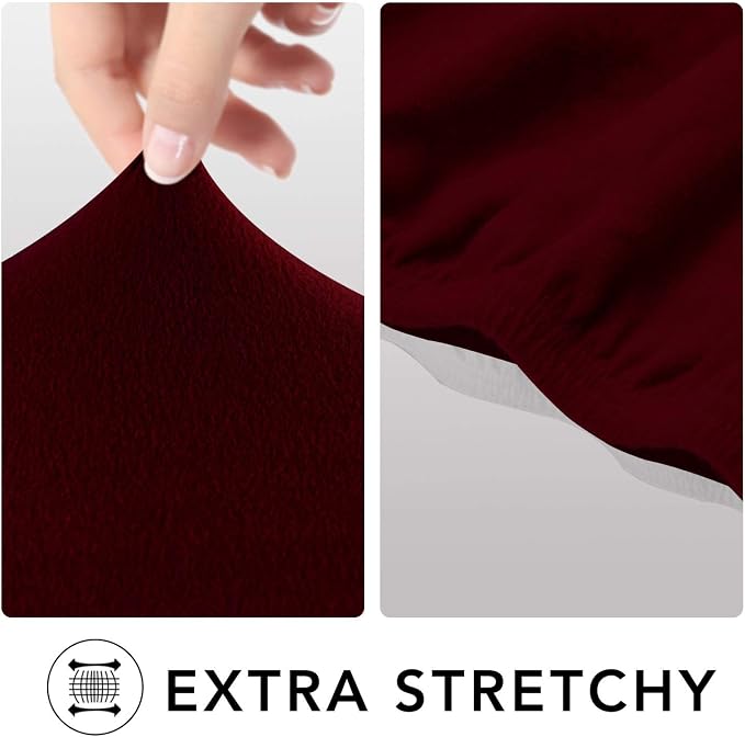 PureFit Stretch Oversized Couch Covers Fleece Sofa Slipcovers Wine | 1-Piece - Image 4