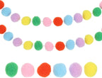 PATIKIL 13Ft Pom Pom Garland Decorations, 2Pcs Colorful Felt Ball Garland Banner Cute Rainbow Pompom Hanging Decorations for Tree Ornaments Decor, Pink/Green/Yellow/Purple/Blue/Orange