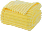 Banana Yellow Throw Blanket for Couch Sofa 50”x60” Striped Design | Fleece - Image 5