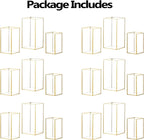 Hewory Glass Hurricane Candle Holder Set of 18, Gold Large Hurricane Centerpiece for Table, Tall Floor Square Pillar Candle Holders Lantern Set for Wedding, Anniversary, Party, Fireplace, Dining Room