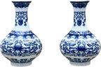 Set of Two Blue and White Porcelain Wall Vases for Flowers – Handmade Chinoiserie Ceramic Wall Mounted Flower Vase, Decorative Hanging Vases for Living Room, Bookshelf & Indoor Décor