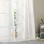 Ivory Sheer Curtain for Bedroom Living Room 72 Inches Long 2 Panels Set - Image 8