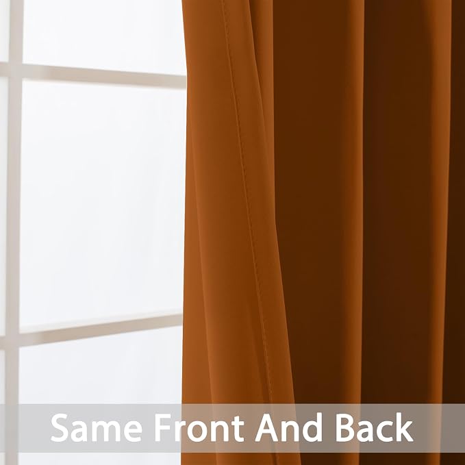 Yakamok Room Darkening Curtains 52x84 inch Length Burnt Orange-Living Room | 2 - Image 3