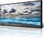 Wapluam Black And White Beach Wall Painting Black Framed Canvas Wall Art For Living Room Wall Decoration For Bedroom Office Wall Decor Blue Sea Wave Pictures Artwork Modern Hotel Room Home Wall Art