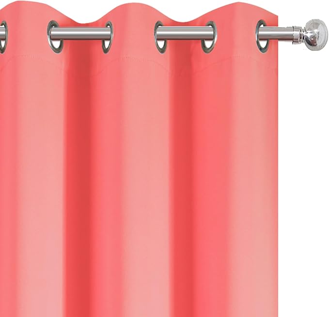 Coral Blackout Curtains 42 x 54 Inch Length Set of 2 Panels Grommet Bedroom - Image 7