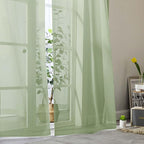 Light Green Sheer Curtains 84 Inches Long 2 Panels Set - Image 8