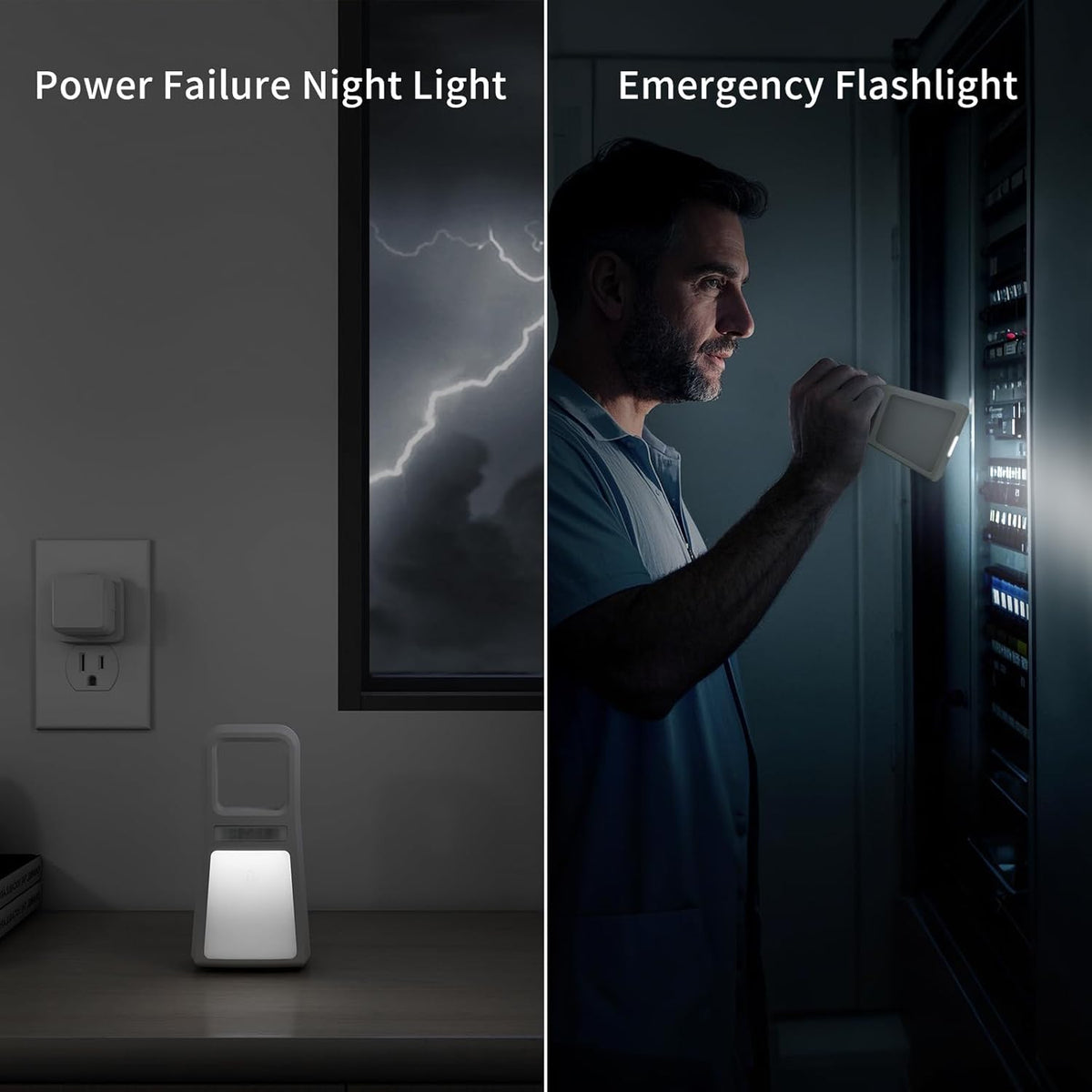 Dawnrise 2 Pack 5-in-1 Power Failure Night Light, Multifunctional Rechargeable Motion Sensor Night Lights, Plug in Night Lights, Emergency Lights for Home, Flashlights for Blackout,Hurricane