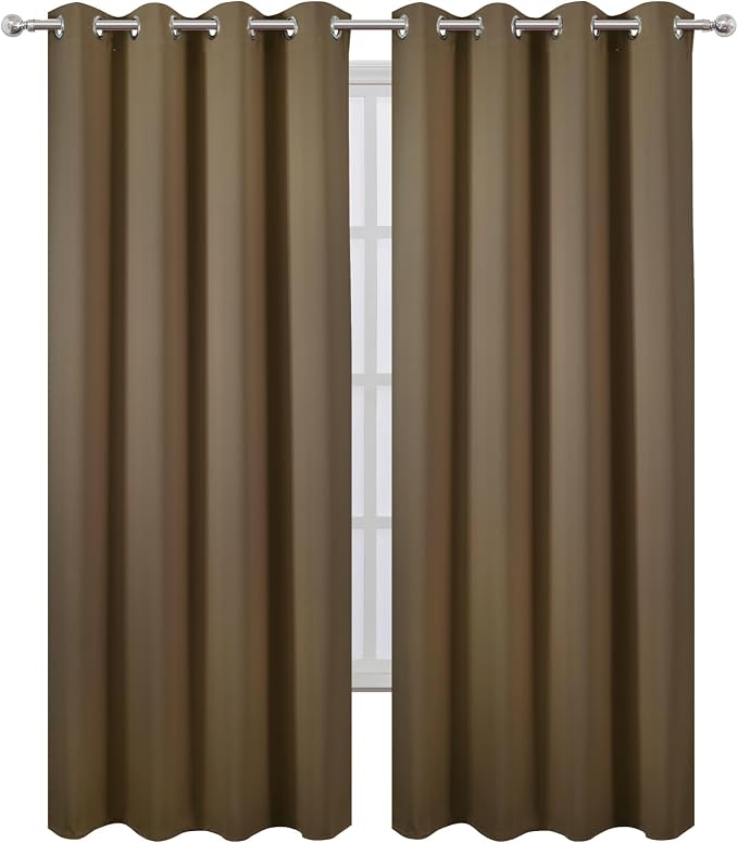 Blackout Curtains 52 x 108 inch/Brown Curtains Set of 2 Panels/Thermal - Image 2