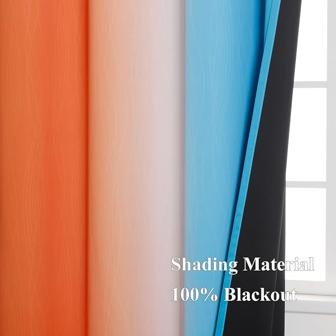 Ombre Orange and Blue Blackout Curtains 42Wx84L Inch Long | Gradient Curtains - Image 5