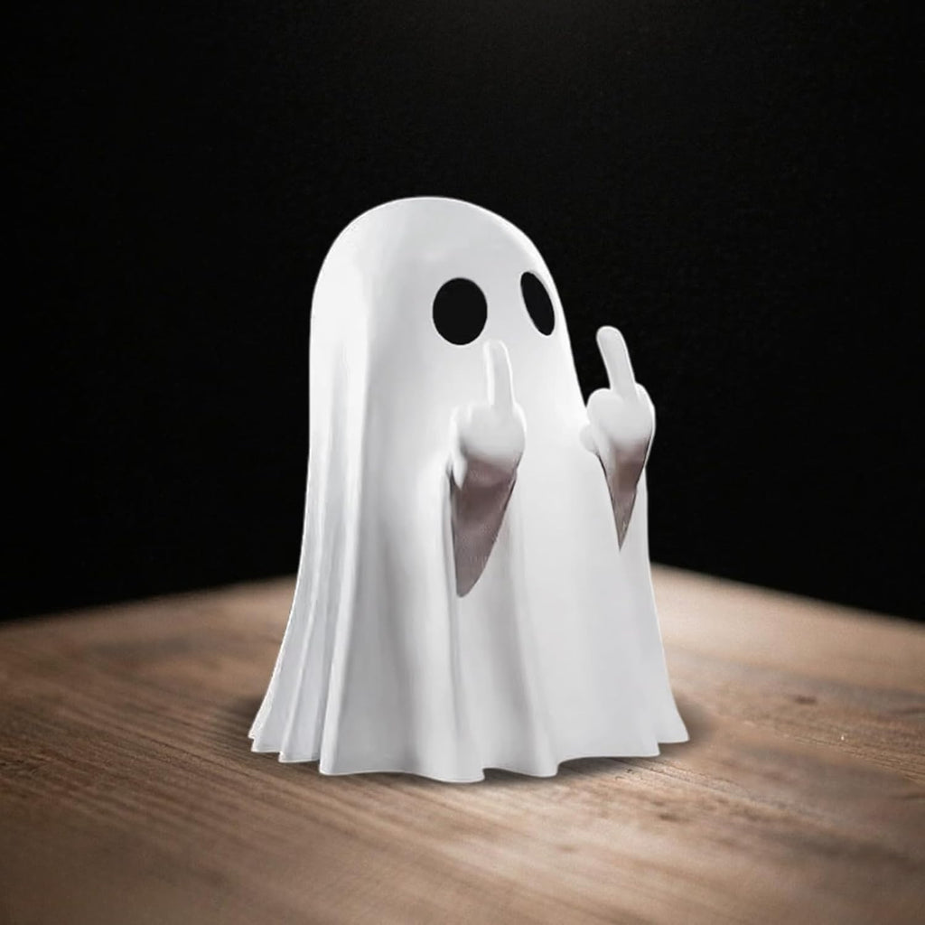 Halloween Ghost Figurine, Funny Spooky Resin Middle Finger Statue, Cute Decor for Halloween Decorations Indoor, Porch and Indoor Spooky Home Decor Gifts